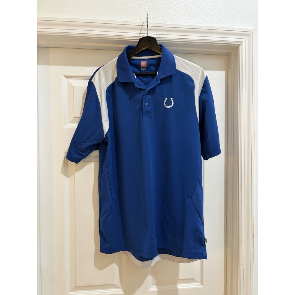 NFL Indianapolis Colts Polo Shirt Men's Medium Blue Performance Short Sleeve